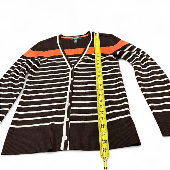 Ralph Lauren Brown and Orange Striped Cardigan - Picture 5 of 6